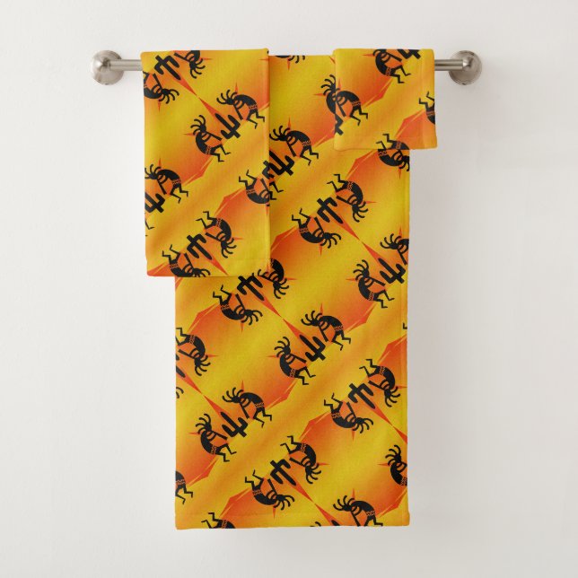 Design sud-ouest Kokopelli Jaune et Motif noir (En situation)