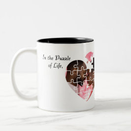 Design-Tasse für Puzzle-Heart Zweifarbige Tasse