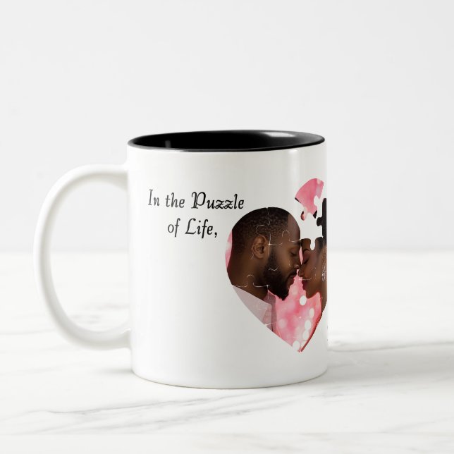 Design-Tasse für Puzzle-Heart Zweifarbige Tasse (Links)