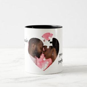 Design-Tasse für Puzzle-Heart Zweifarbige Tasse
