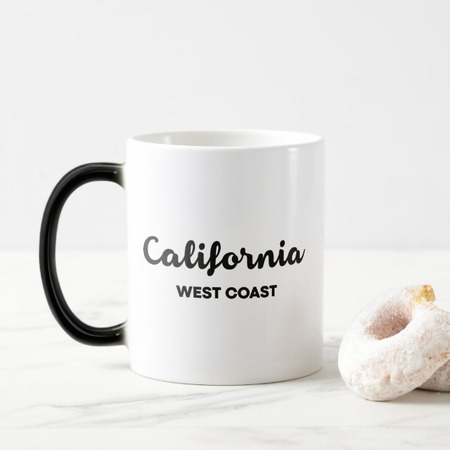 Design-Text der kalifornischen Westküste Verwandlungstasse (Mit Donut)