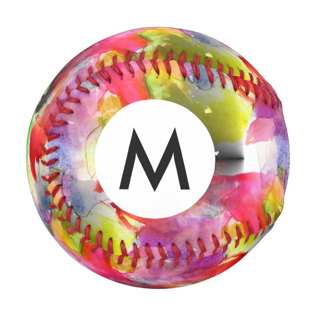 Design-Textur rot, gelb, Aquarell Baseball (Vorderseite Links)