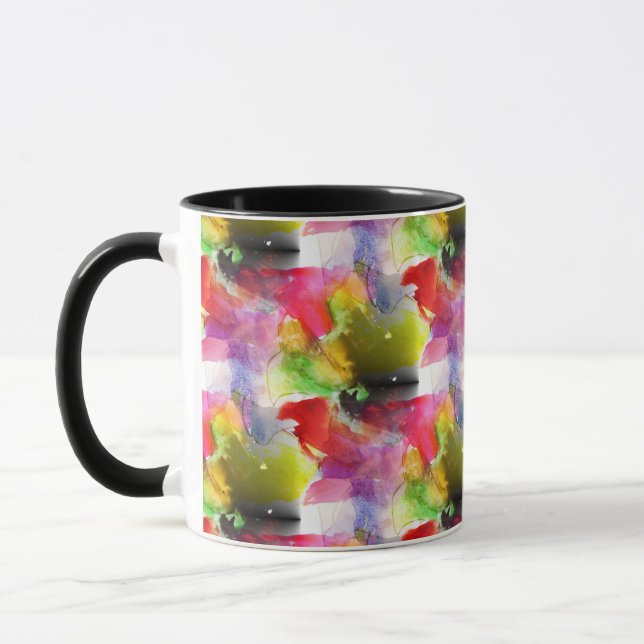 Design-Textur rot, gelbe Wasserfarbe Tasse (Links)