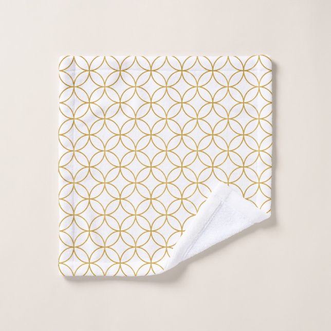 Design traditionnel japonais2 -SHIPPO- Blanc&Or (Gant de toilette)