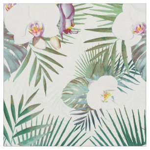 Design tropischer Blätter und orchid-Blume Stoff