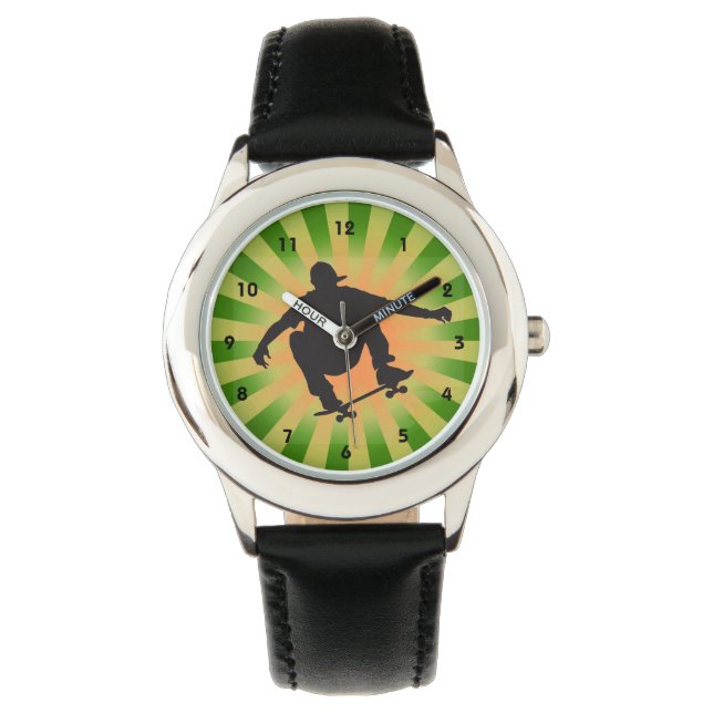 Design-Uhr für Skateboards Armbanduhr (Vorderseite)