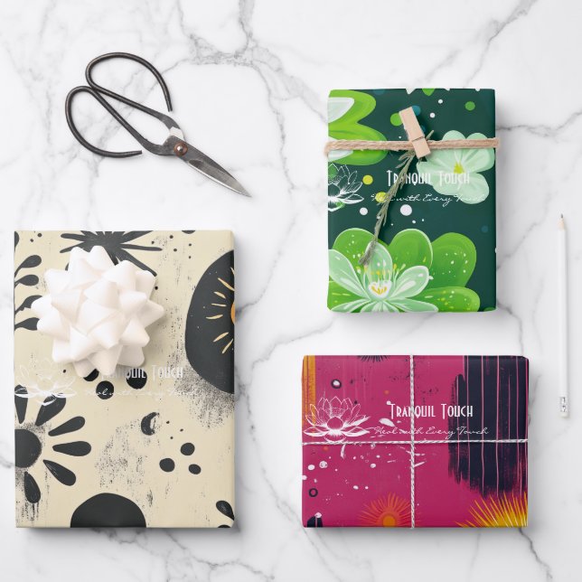 Design von Blumenoasen in Wellness Business Packag Geschenkpapier Set (Vorderseite)