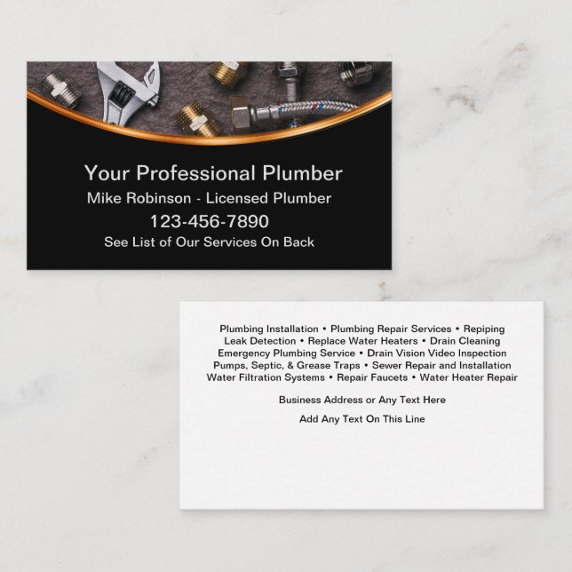 Design von Business Cards für klassische Klempner Visitenkarte (Vorne/Hinten)