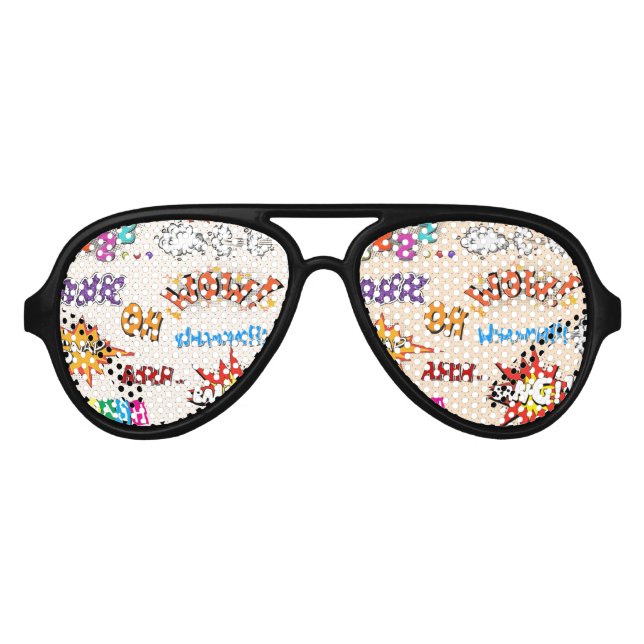 Design von Comic-Buchstil-Ausdrücken Partybrille (Vorderseite)