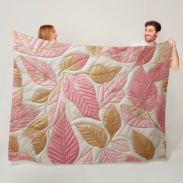 Design von gesteppten Blätter aus Gold und Rosa Fleecedecke