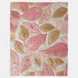 Design von gesteppten Blätter aus Gold und Rosa Fleecedecke