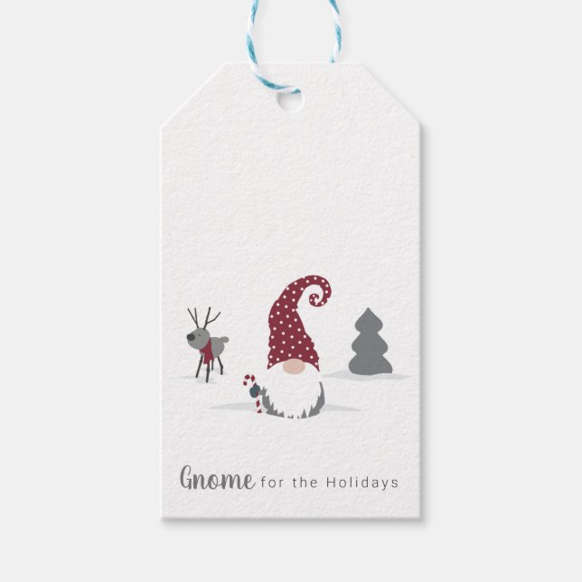 Design von Gnome und Reindeer skandinavisches Tomt Geschenkanhänger (Vorderseite)