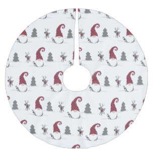 Design von Gnome und Reindeer skandinavisches Tomt Polyester Weihnachtsbaumdecke