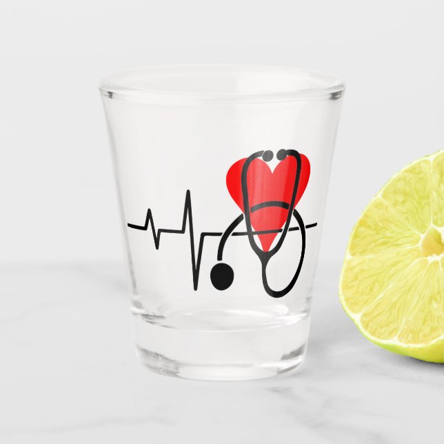 Design von Herz und Stethoscope Schnapsglas (Vorderseite)