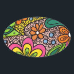 Design von Hippie-Blume Ovaler Aufkleber<br><div class="desc">Design von Hippie-Blume</div>
