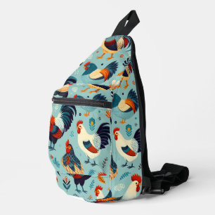 Design von Hühnern und Rastern Crossbody Bag