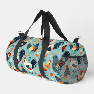 Design von Hühnern und Rastern Duffle Bag