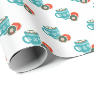 Design von Kakao und Weihnachtskeksen Geschenkpapier