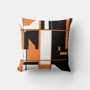 Design von Patchwork in orangefarbenem, Schwarz-we Kissen