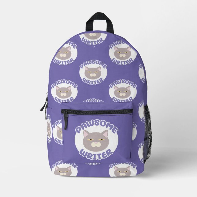 Design von Pawsome Writer Fun Kitty Bedruckter Rucksack (Vorderseite)