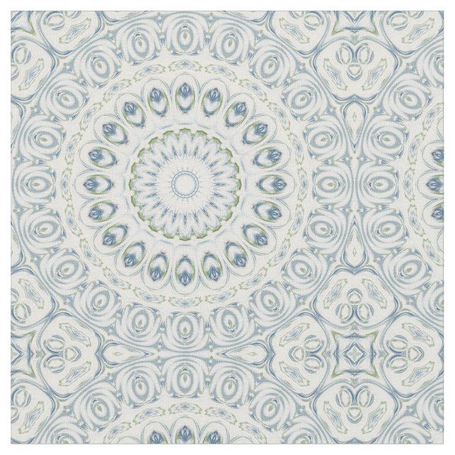 Design von Serene Blue und Green Mandala Stoff (Nahaufnahme)