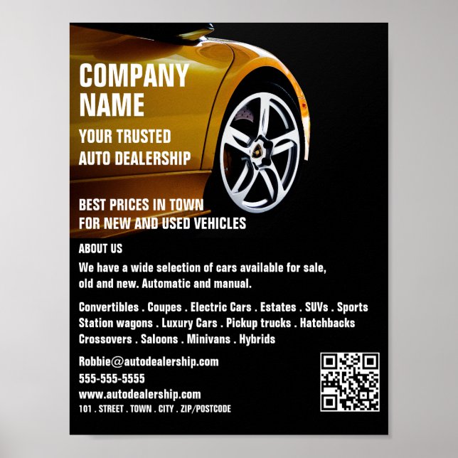 Design von Sportwagen, Werbung für Auto Poster (Vorne)