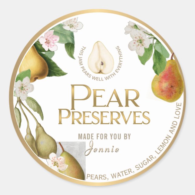 Design von Witty-Logos Elegante Pear-Reserven oder Runder Aufkleber (Vorderseite)