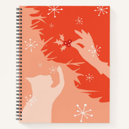 Design "White Cat & Holly" in Watermelon Notizbuch