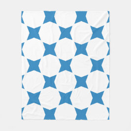 Design White & Royal Pastel Blue Star Fleecedecke