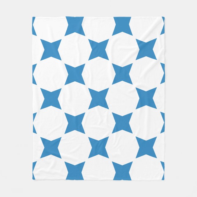Design White & Royal Pastel Blue Star Fleecedecke (Vorderseite)