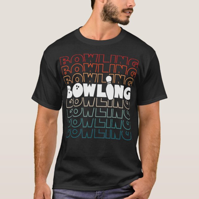Design with Bowling Ball and Pin Retro Bowling  T-Shirt (Vorderseite)