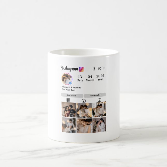 Design Your Own 7 Photo Collage Kaffeetasse (Mittel)