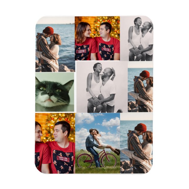 Design Your Own 9 Photo Custom Collage Magnet (Vertikal)
