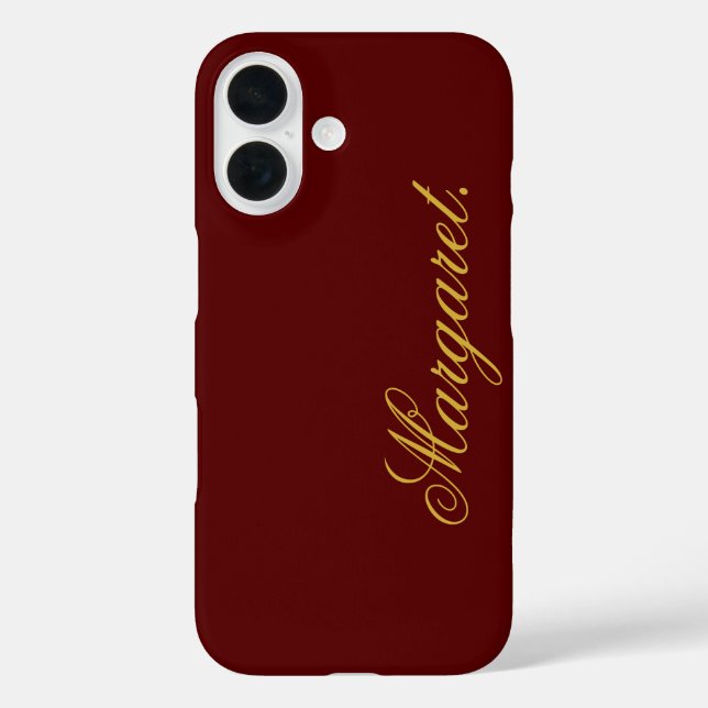 Design Your Own Name on This Maroon iPhone 16 Hülle (Rückseite)