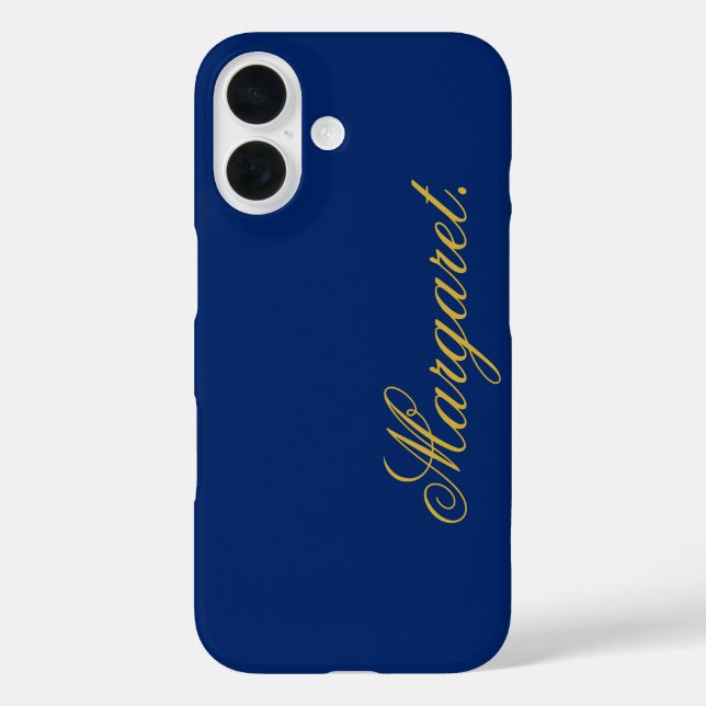 Design Your Own Name on This Navy iPhone 16 Hülle (Rückseite)