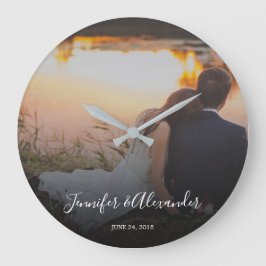 Design your own personal photo wedding große wanduhr