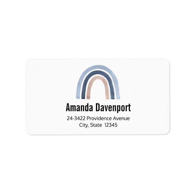 Designadresse für Blau und Peach Rainbow Boho Adressaufkleber (Vorne)