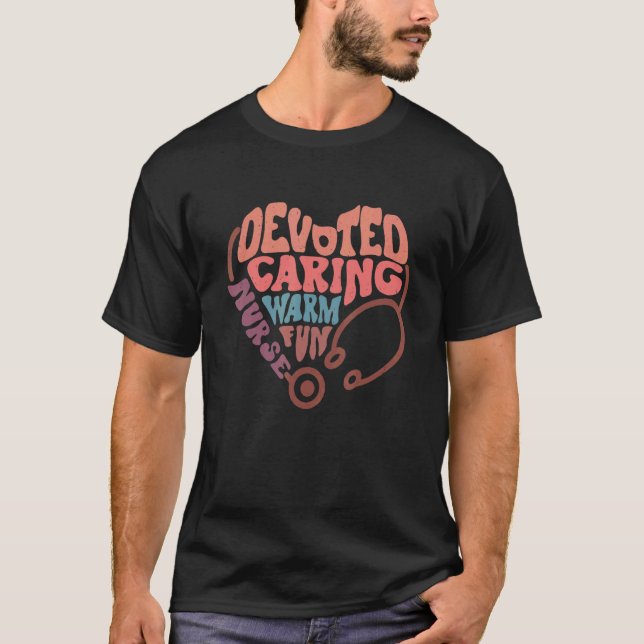 Designed Warm Fun Nurse Stethoscope Retro T-Shirt (Vorderseite)