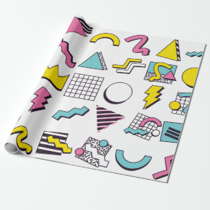 Designelemente für 90er-Pop-Memphis  Geschenkpapier