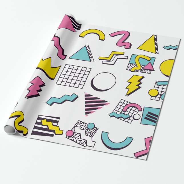 Designelemente für 90er-Pop-Memphis  Geschenkpapier (Ungerollt)