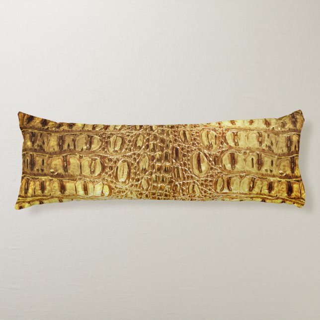 Designer Alligator Crocodile Skin Shiny Gold Body  Seitenschläferkissen (Vorderseite)