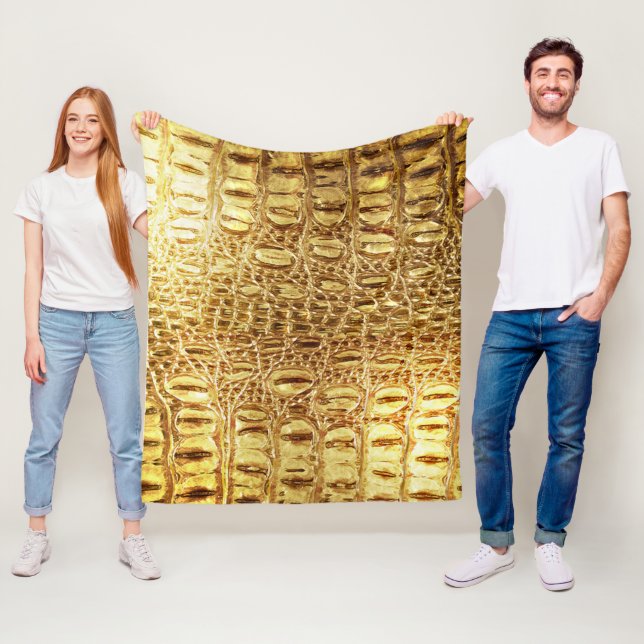 Designer Alligator Crocodile Skin Shiny Gold Fleecedecke (Beispiel)