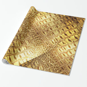 Designer-Alligatorkrokodil-Haut-glänzendes Gold Geschenkpapier