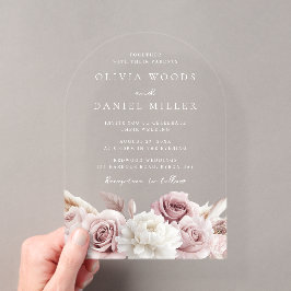 Designer Arch Blush Rose & White Floral Wedding Acryleinladungen