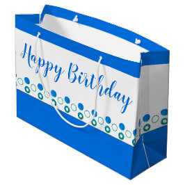 Designer Blue Polka-Dot Birthday Große Geschenktüte