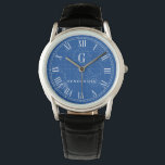 Designer Blueprint Style Custom Monogram | Name Armbanduhr<br><div class="desc">Eine auf den Ingenieur zugeschnittene individuelle Name-Monogramm-Uhr.</div>