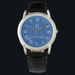 Designer Blueprint Style Custom Monogram | Name Armbanduhr<br><div class="desc">Eine auf den Ingenieur zugeschnittene individuelle Name-Monogramm-Uhr.</div>
