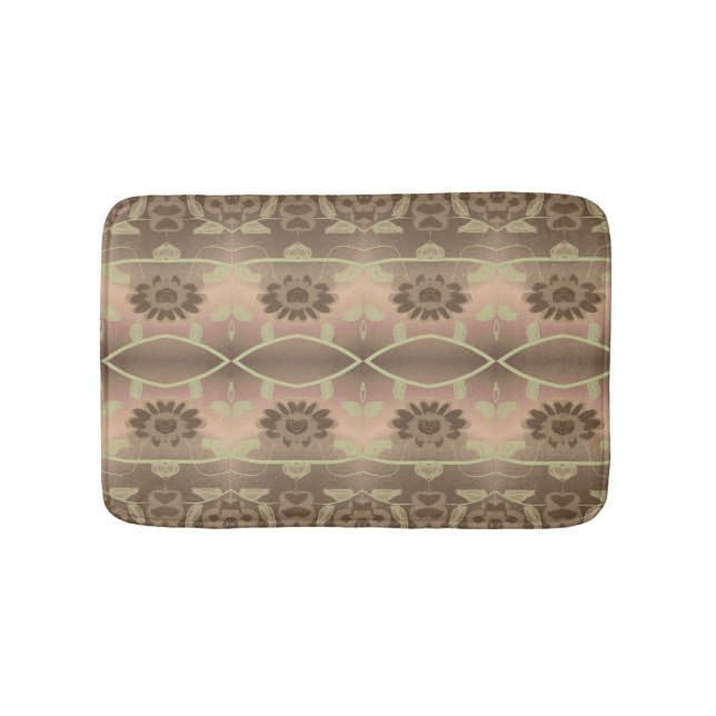 Designer-Blumenmatte mit weichem Braun und Pfirsic Badematte (Vorderseite)