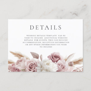 Designer Boho Blush Blumenschmuck - Details zum Ho Begleitkarte