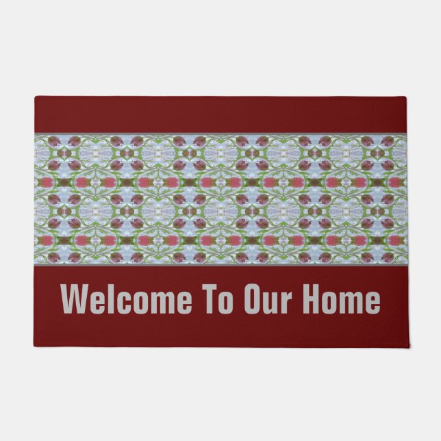 Designer Burgundy mit Gemustertem Detail Fußmatte (Vorderseite)